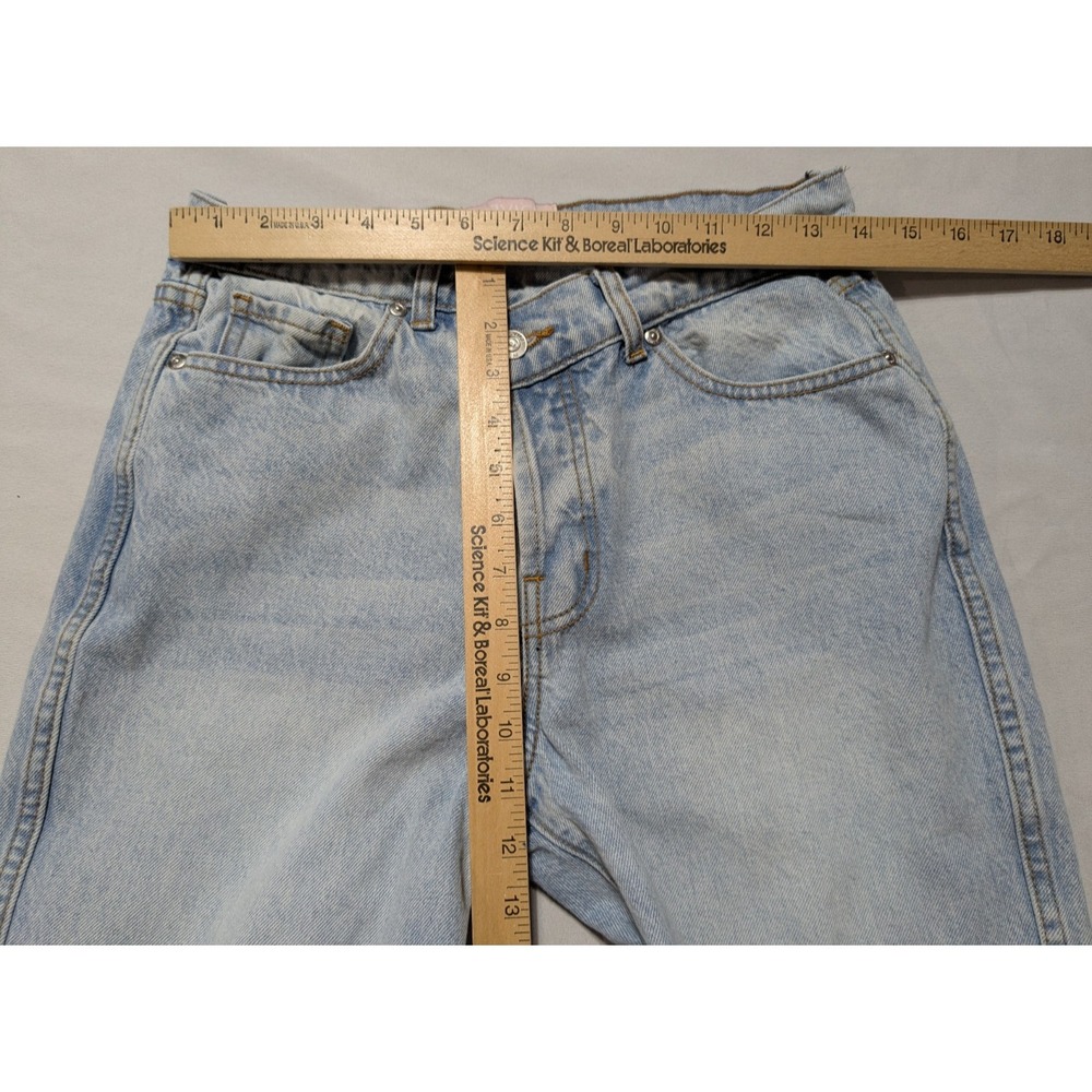 REVICE Women 29 Asymmetric Button Fly Crop Straight Leg Light Wash Denim‎ Jeans - Picture 10 of 16